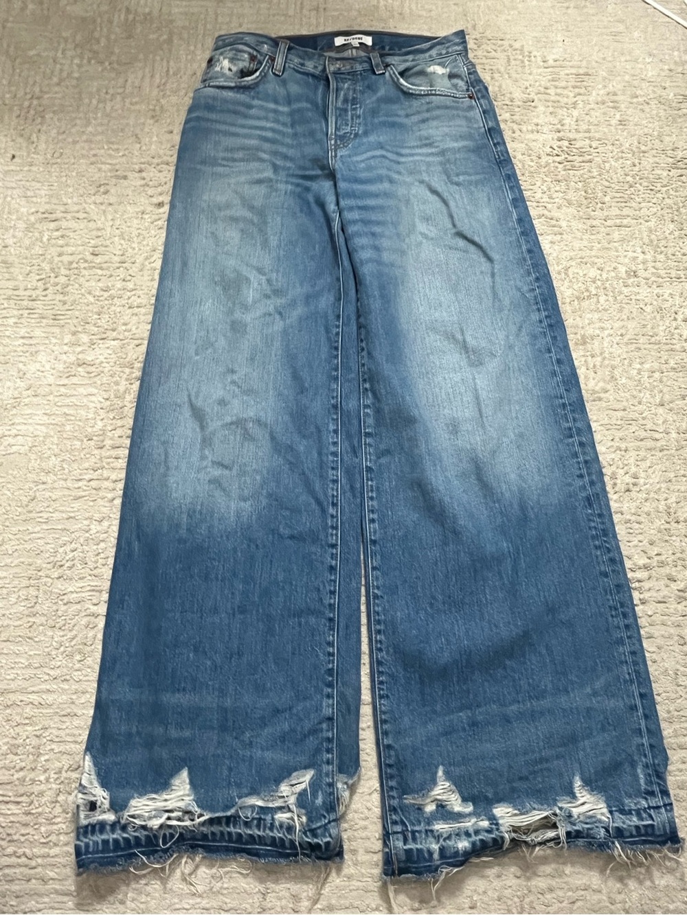 Re/Done 30x31 Mid Rise Palazzo Wide Leg Flare Jeans